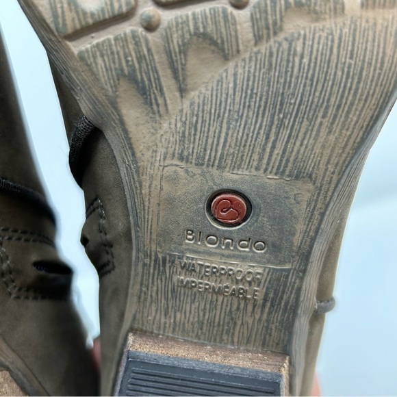 Blondo Brown Olive Green Waterproof Leather Heeled Ankle Boots Size 7.5 - Picture 10 of 13